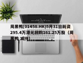 周黑鸭(01458.HK)5月31日耗资295.4万港元回购161.25万股（周黑鸭 减持）