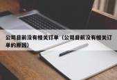 公司目前没有相关订单（公司目前没有相关订单的原因）